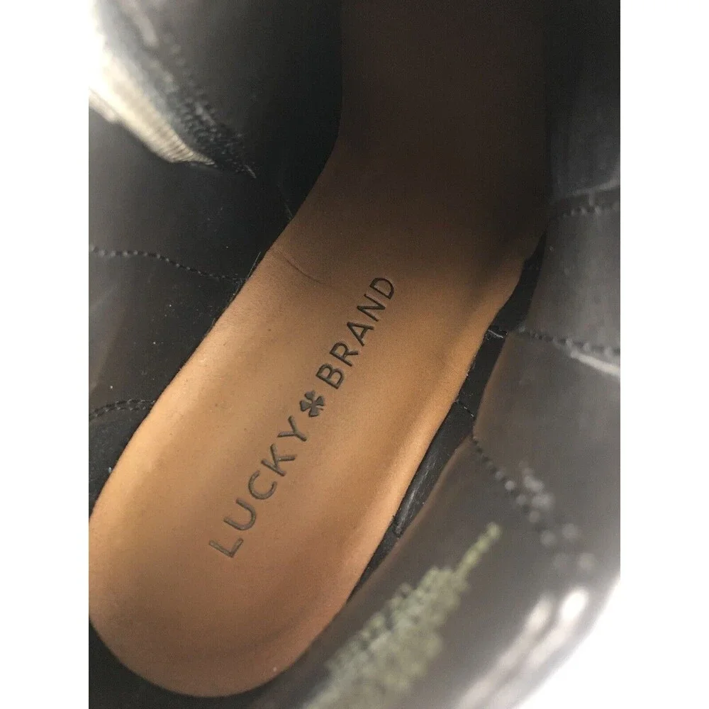 Lucky Brand Basel Black Leather Ankle Boots Zipper Bootie Women's Size 6